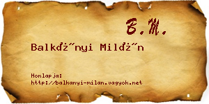 Balkányi Milán névjegykártya