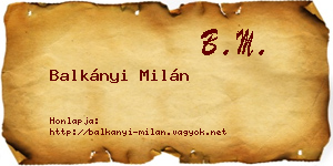 Balkányi Milán névjegykártya