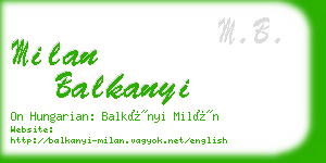 milan balkanyi business card